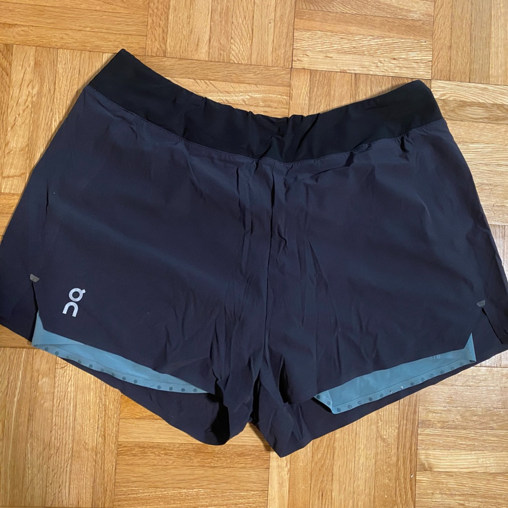 On Running Women's Black Athletic Shorts with Gray Trim